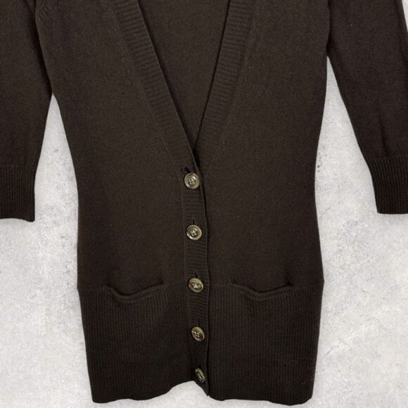 DVF 100% Cashmere Chocolate Brown Cardigan Knit Sweater V-Neck Size‎ XS or P Rib - Picture 7 of 10